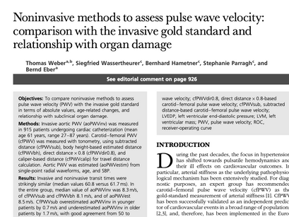 31. Noninvasive methods to assess pulse wave velocity: comparison with the invasive gold standard