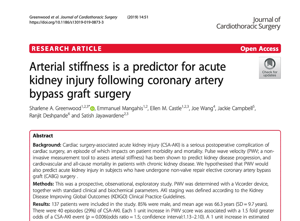 39. Arterial stiffness is a predictor for acute kidney injury following coronary artery 