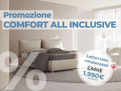 Promozione letto imbottito con contenitore, materasso a molle indipendenti e memory rete in legno a doghe