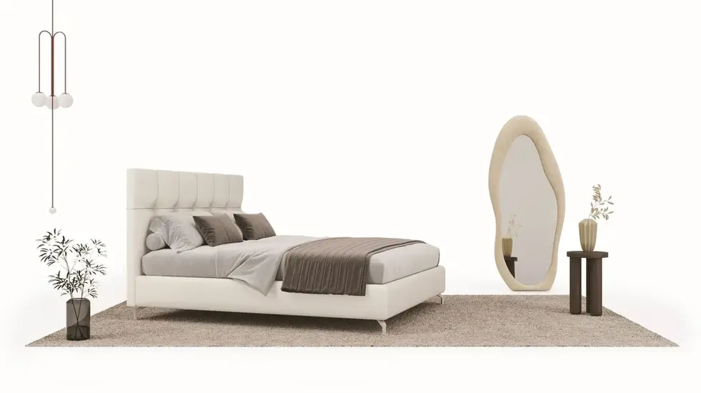 Letto contenitore capitonnè Malika