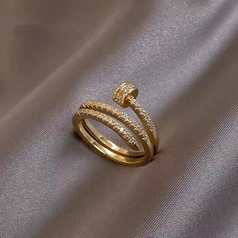 Thumbnail: Spiral Flash Diamond Multi-Layer Nail Ring 