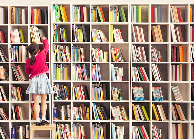 Girl with Bookshelves