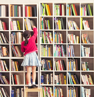 Girl with Bookshelves