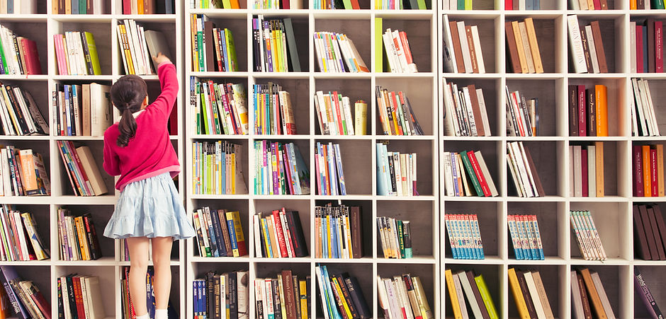 Girl with Bookshelves