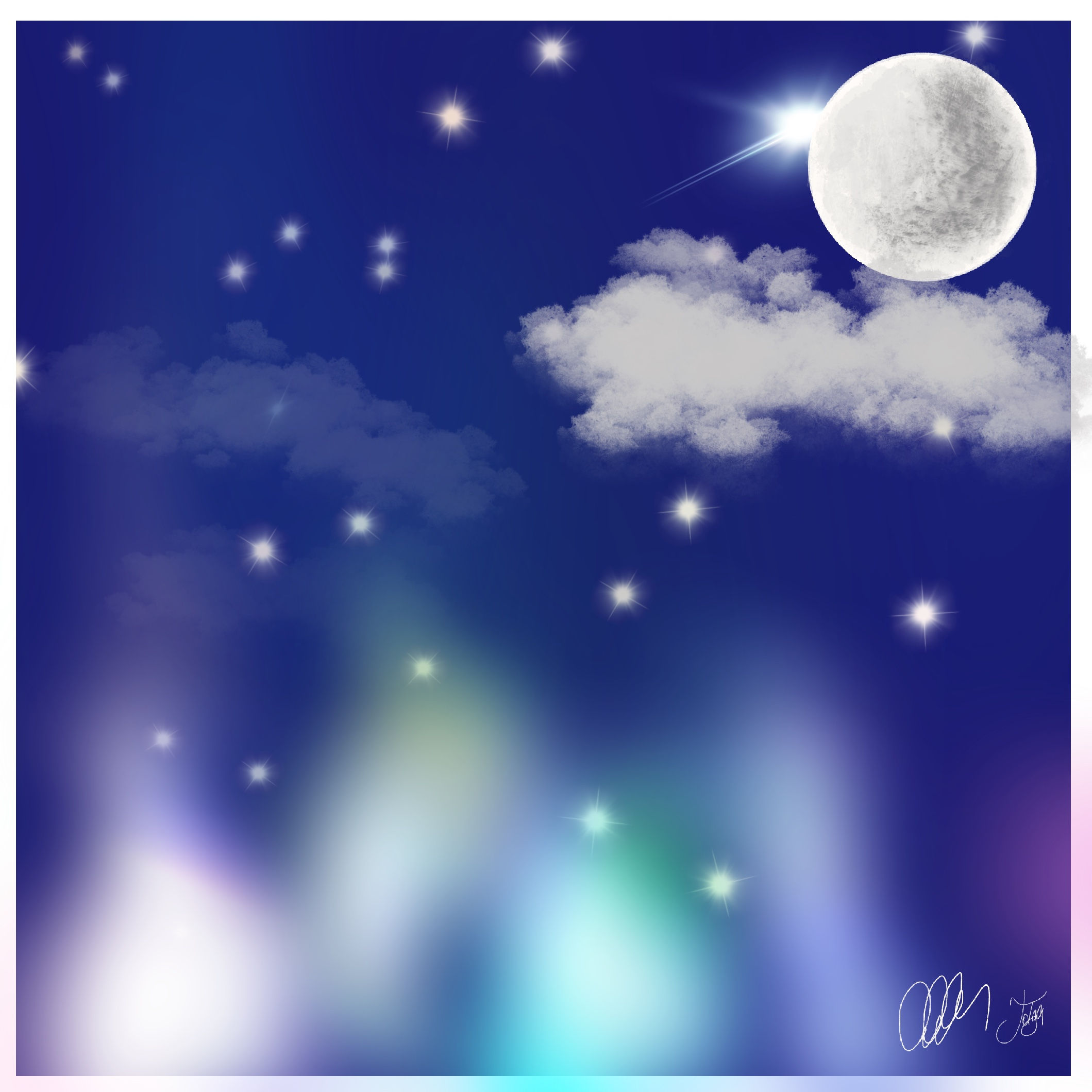 Aurora Gece Kanvas Tablo 40x40 cm