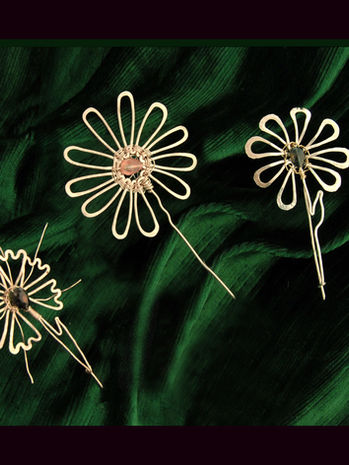 Missing Link Jewelry - Handmade Heirloom Quality Jewelry - 24k Gold Flowers, Sterling Silver Necklace and Cuffs