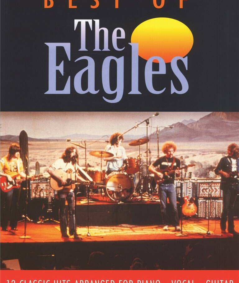 The Eagles band on stage, with 