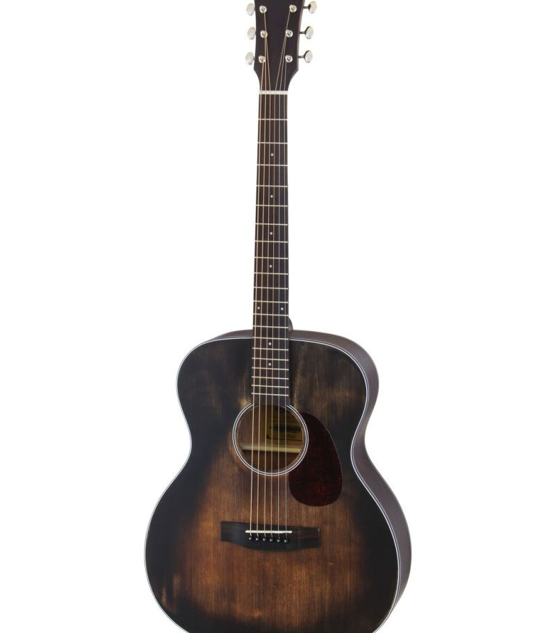 Acoustic guitar, dark brown finish, isolated on white background, musical instrument Spider Music Ltd