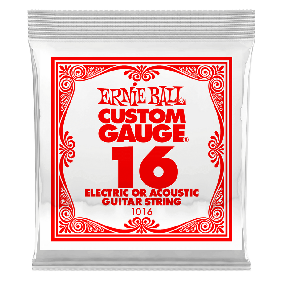 Ernie Ball Custom Gauge 16 electric or acoustic guitar string. EB .016 PLAIN BALLEND SINGLE STRING.