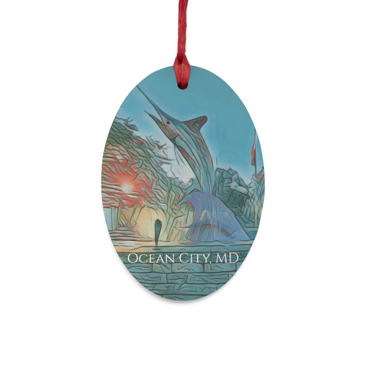 White Marlin Wooden Ornament