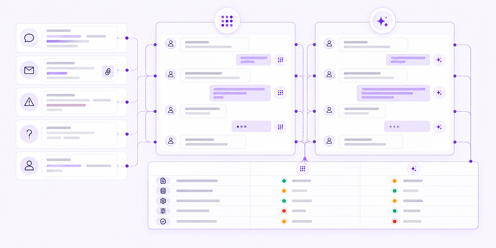 Intercom Fin and Zendesk AI support agents represented side by side under the same customer-service tests.
