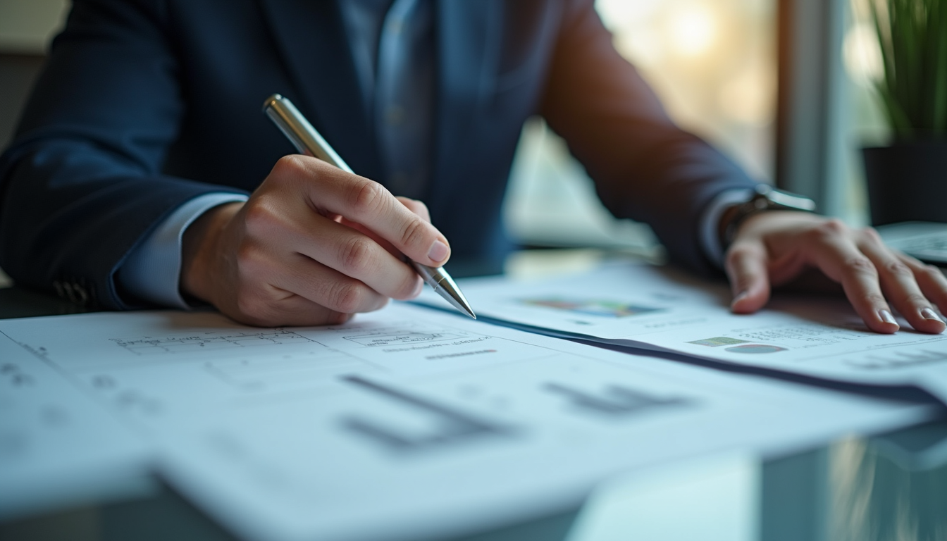 Close-up view of a consultant discussing IT infrastructure plans with a client
