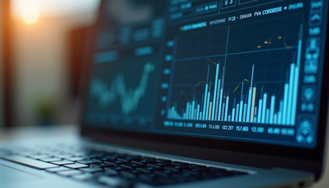 Close-up view of a laptop screen displaying IT infrastructure analytics