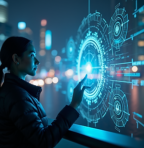 A-futuristic-cityscape-filled-with-glowing-digital-interfaces-and-advancing-high-tech-solu