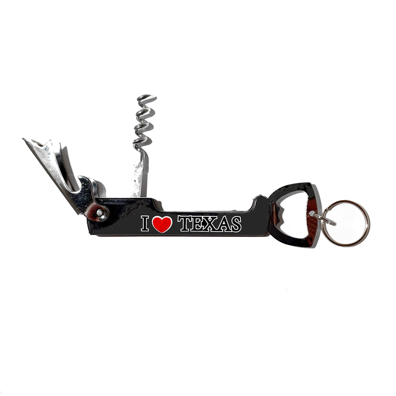 Texas Corkscrew Bottle Opener Keychain