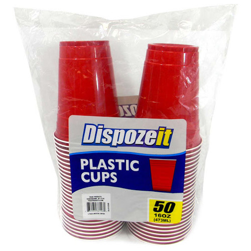 Disposable Plastic Cup Red 16 oz 50 ct Mathews Prime Foods