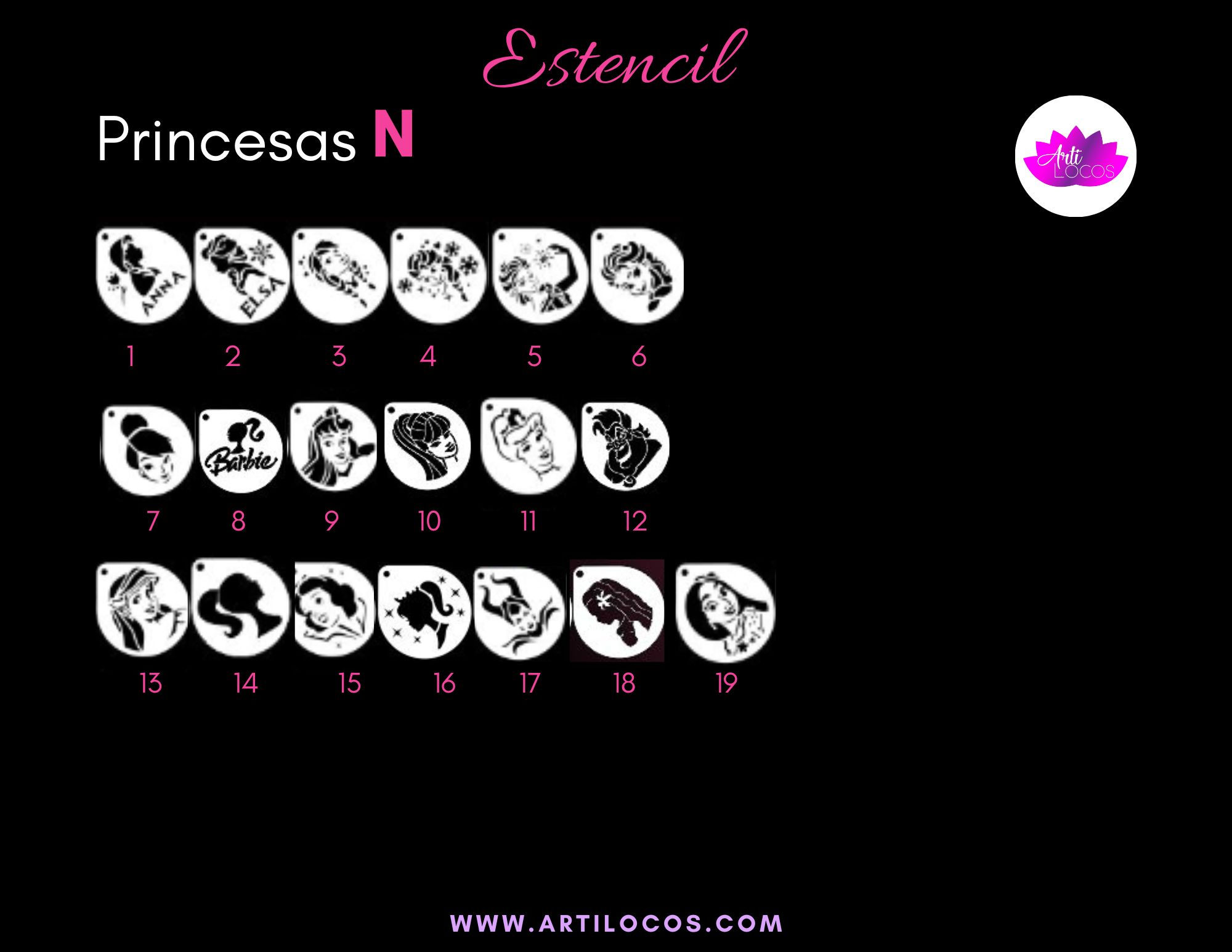 Estencil Princesas "N"