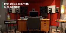photo of Alex's studio desk, gear, and speakers