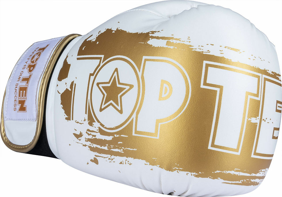 Thumbnail: TOP TEN POWER INK BOXING GLOVES WHITE/GOLD (10OZ - 16OZ)