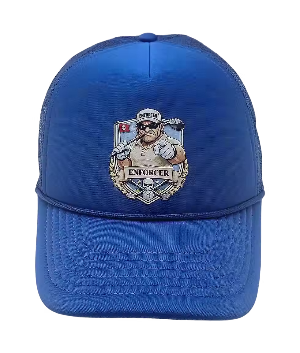 Enforcer Logo Blue Adjustable Mens Golf Hats