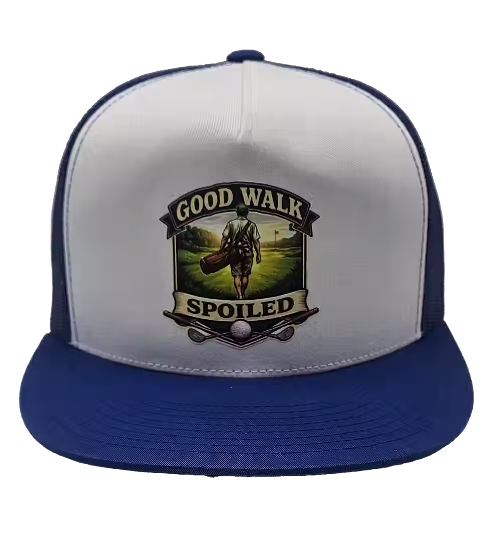 Good Walk Spoiled Adjustable Golf Hat – White & Blue