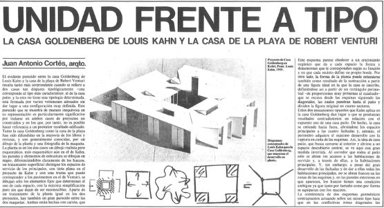 Reacción al texto "Unidad frente a Tipo: La Casa Goldenberg de Louis Kahn y la Casa de la Playa"