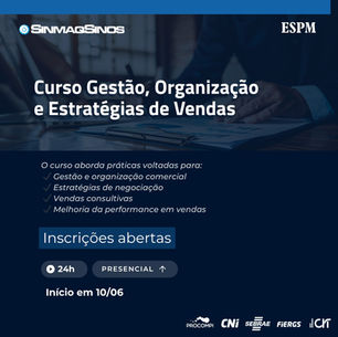 Curso Gestão, Organização e Estratégias de Vendas - Participe