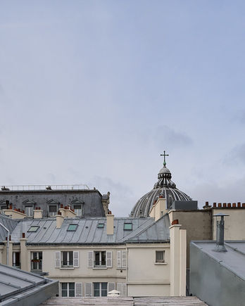 Vue dégagée sur les toits de Paris depuis le bien