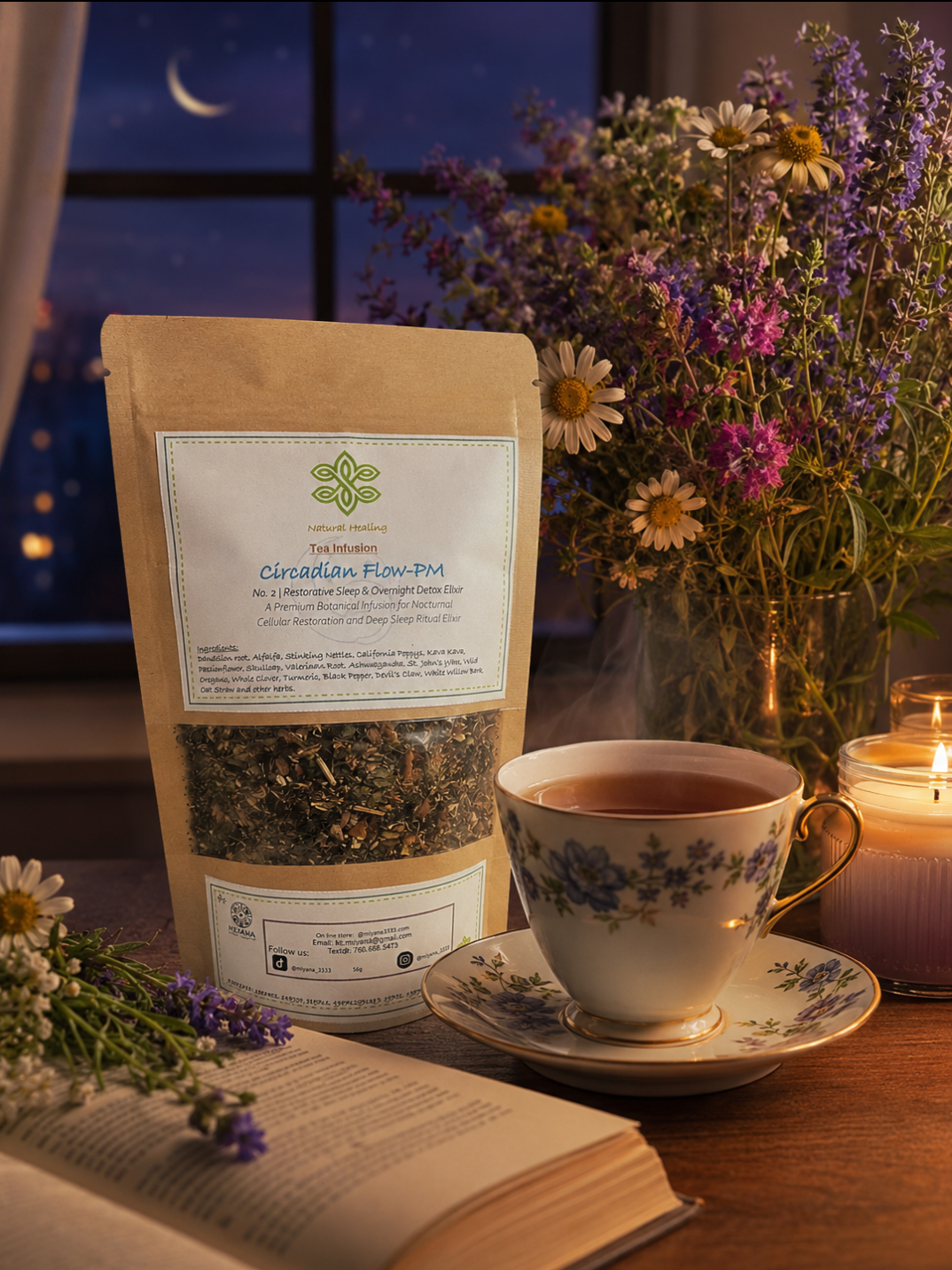 Night infusion herbal tea for a resting deep sleep