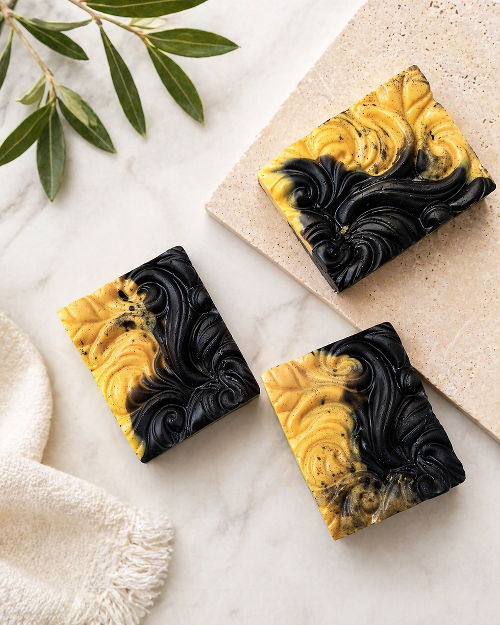 Three Darken Golden Alchemy soaps