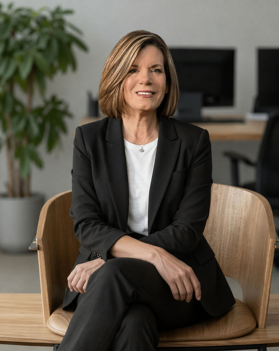 Elaine Schillinger sitting in a black business suit