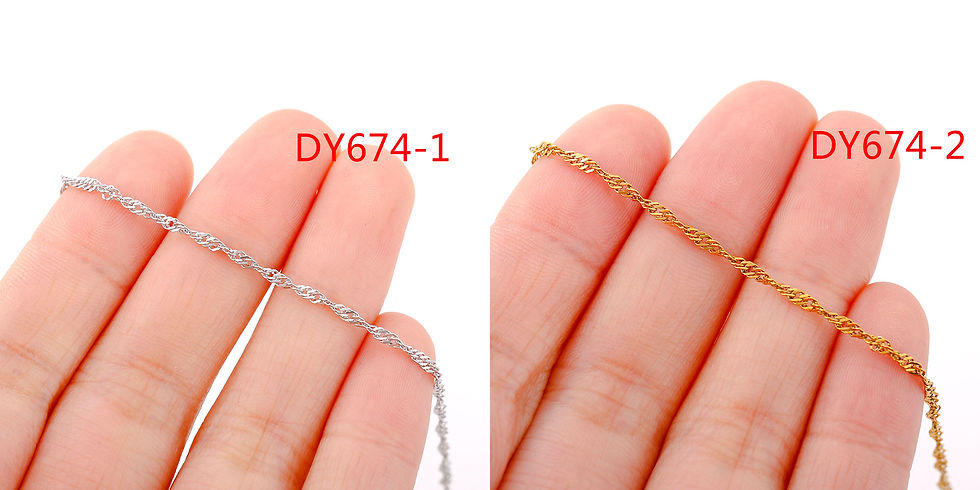 Thumbnail: 5pc 18K Gold Color PVD Plated Stainless Steel Cuba Cross O Ripple Twisted Chain 