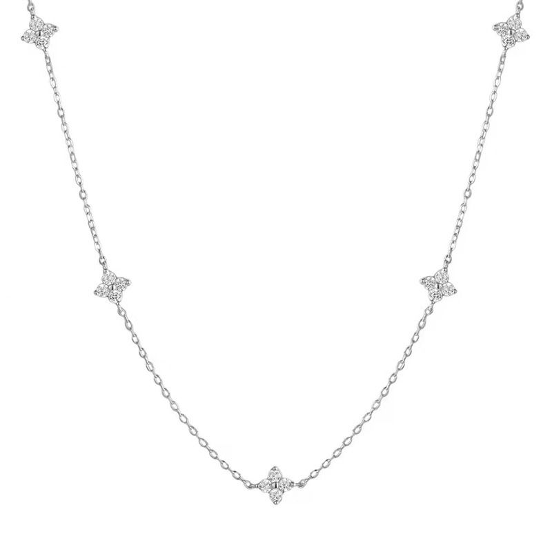 Thumbnail: Dainty Lucky Leaf Necklace for Women 925 Sterling Silver 14K Gold Plated Cute CZ