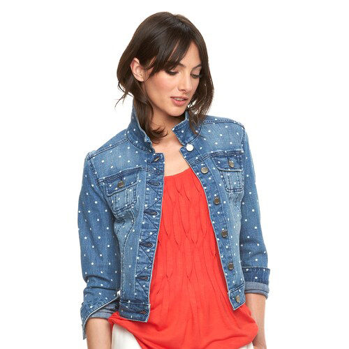 elle polka dot jean jacket as seen on Jane the Virgin! XL
