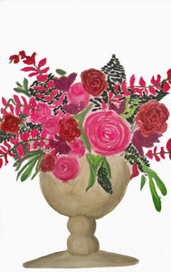 Pink floral bouquet painting of flowers. acrylic flower print / painting, floral art. 