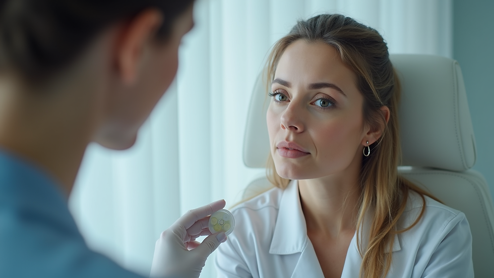 Eye-level view of a medical professional consulting with a patient about Botox treatment
