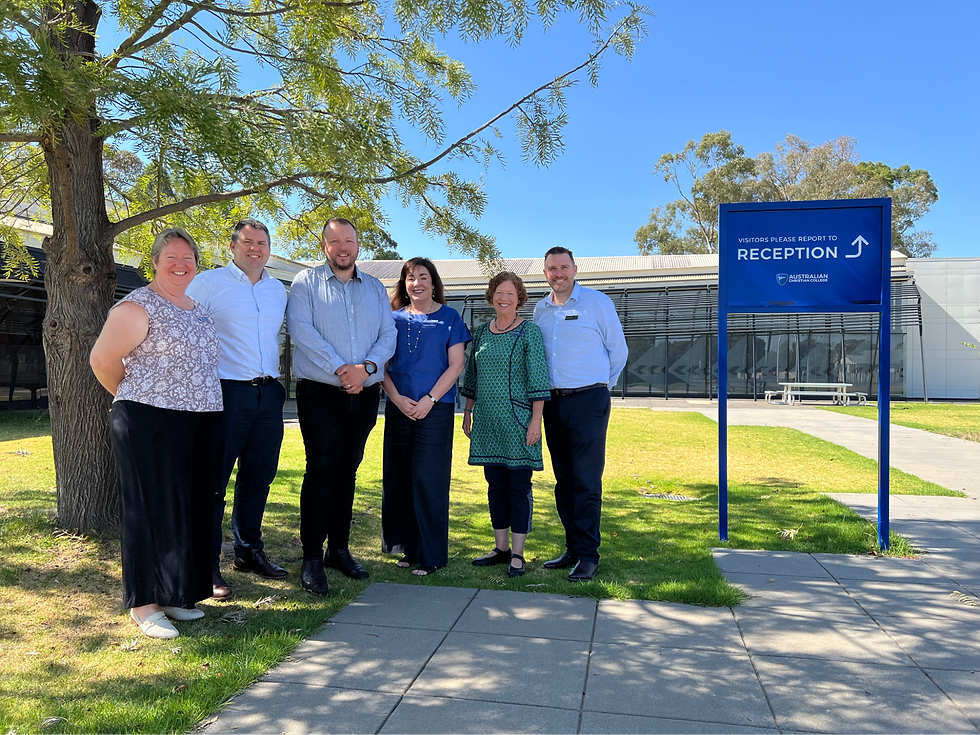 With ACC - Benalla leadership team: Nicola Bussell- Head of Primary, Simon Taylor- Head of Senior Secondary, Sam Woods- Principal, Annie Spelling- Head of Secondary, Peter Bromhead- CEM Victorian State Executive Officer