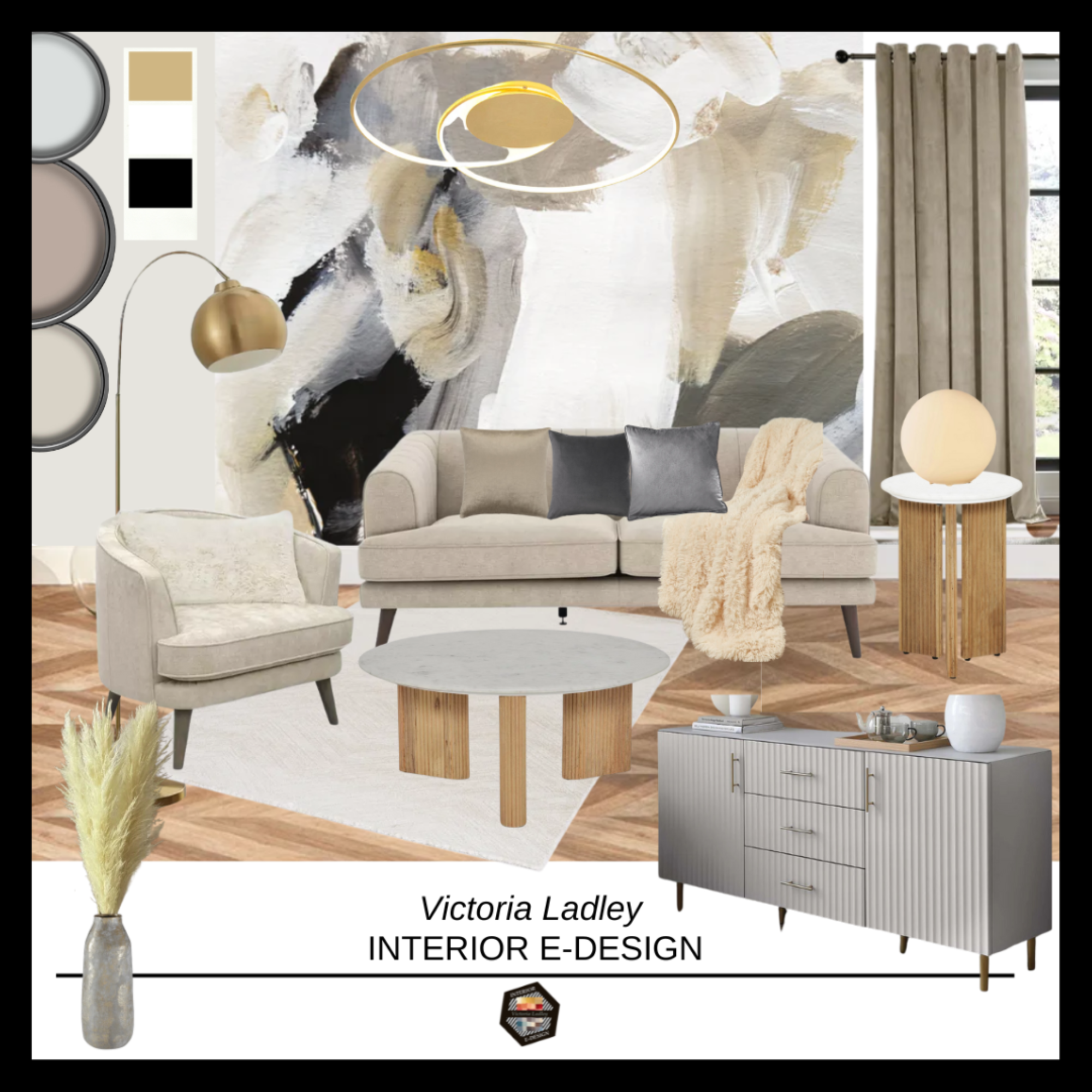 Predesigned Contemporary Living Room Concept with Clickable Shopping List