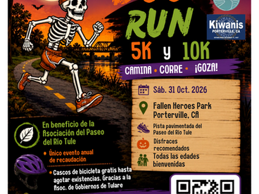 Acompáñanos en la Boo Run el 31 de Octubre. Se anima a los participantes a llevar disfraces. ¡Esperamos verte alli!