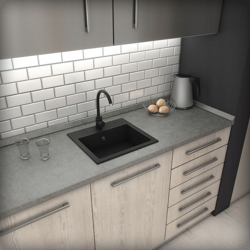 Thumbnail: SET Black single small sink + mixer+ drain + siphon