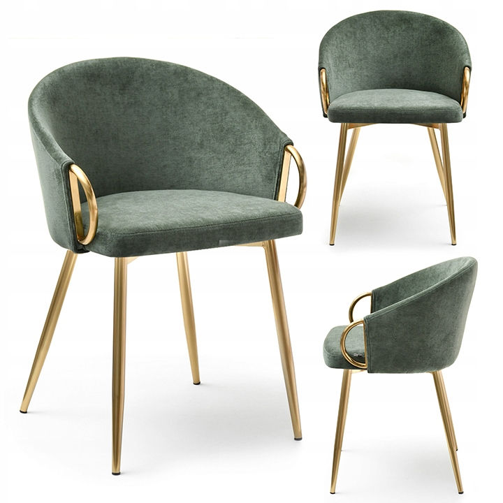 Olive green microfiber dining chair with gold legs AVA