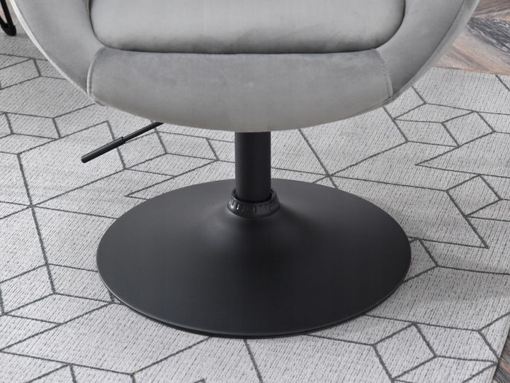 Thumbnail: Swivel lounge chair grey velvet black leg MIA