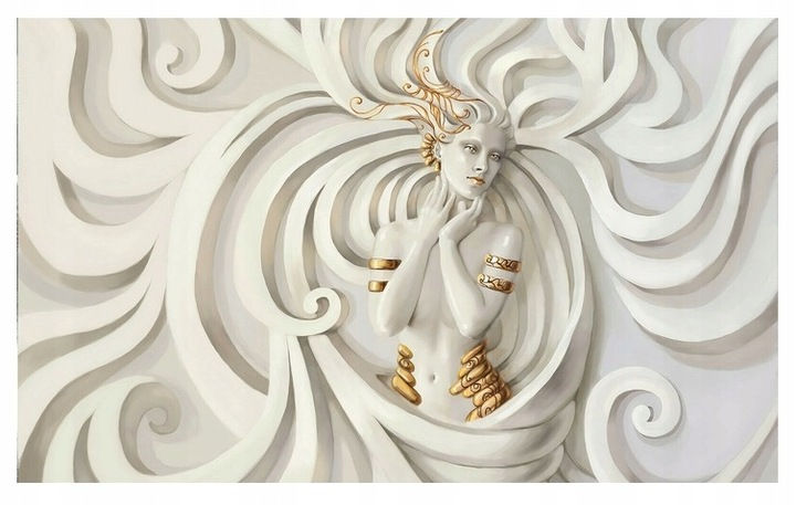 Photo wallpaper large 416 x 254cm with glue women cream grey