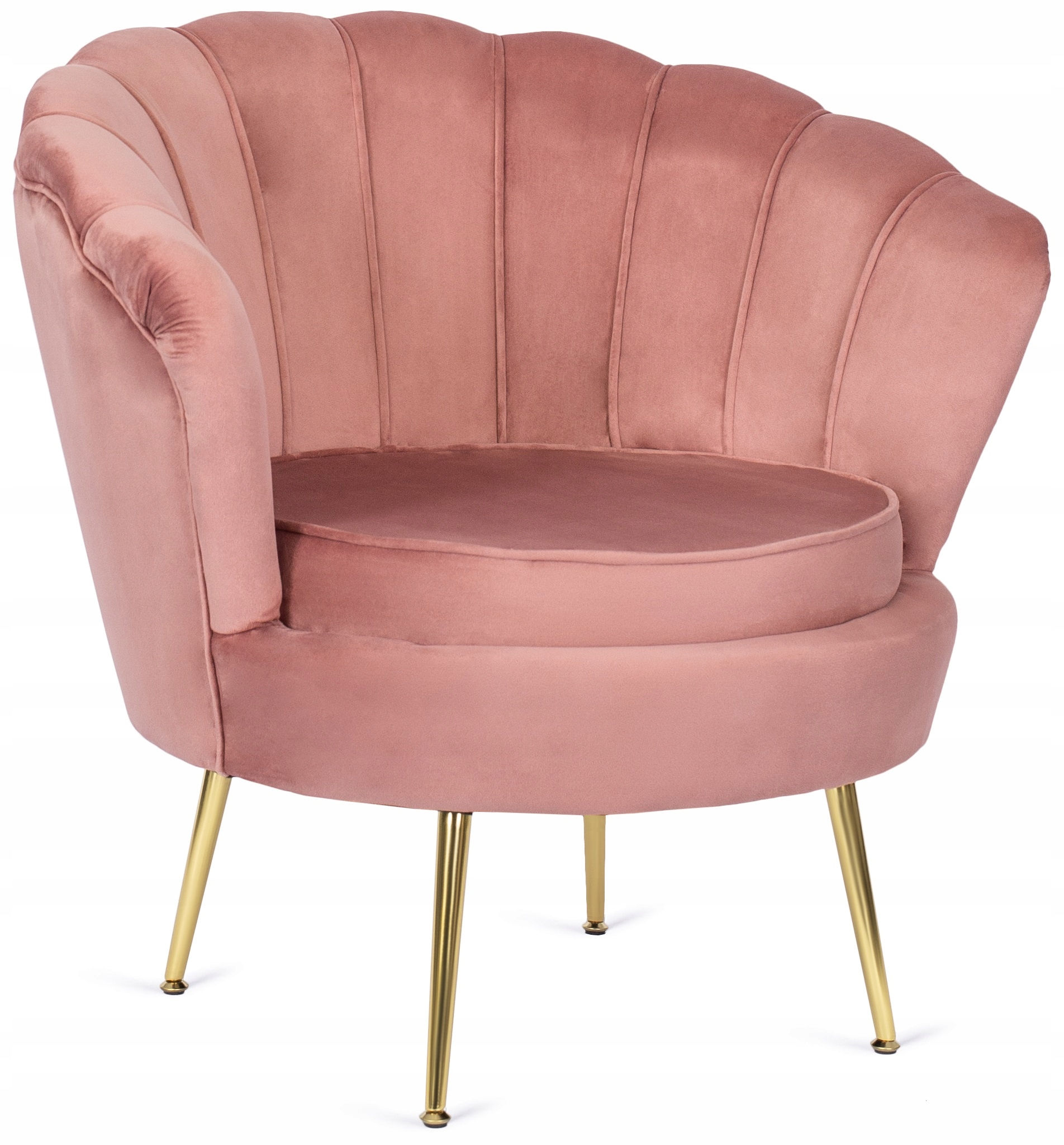 SHELL armchair dusty pink velvet gold legs ARIANA