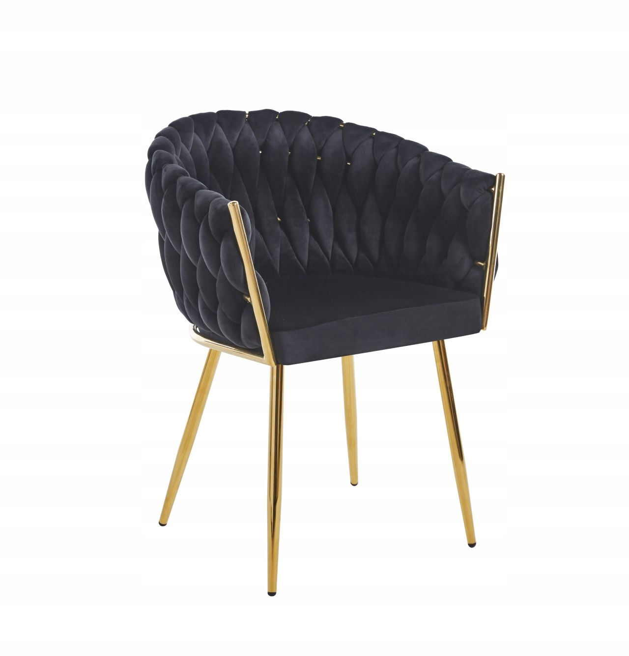 Glamour dining chair black velvet with gold legs CHLOE