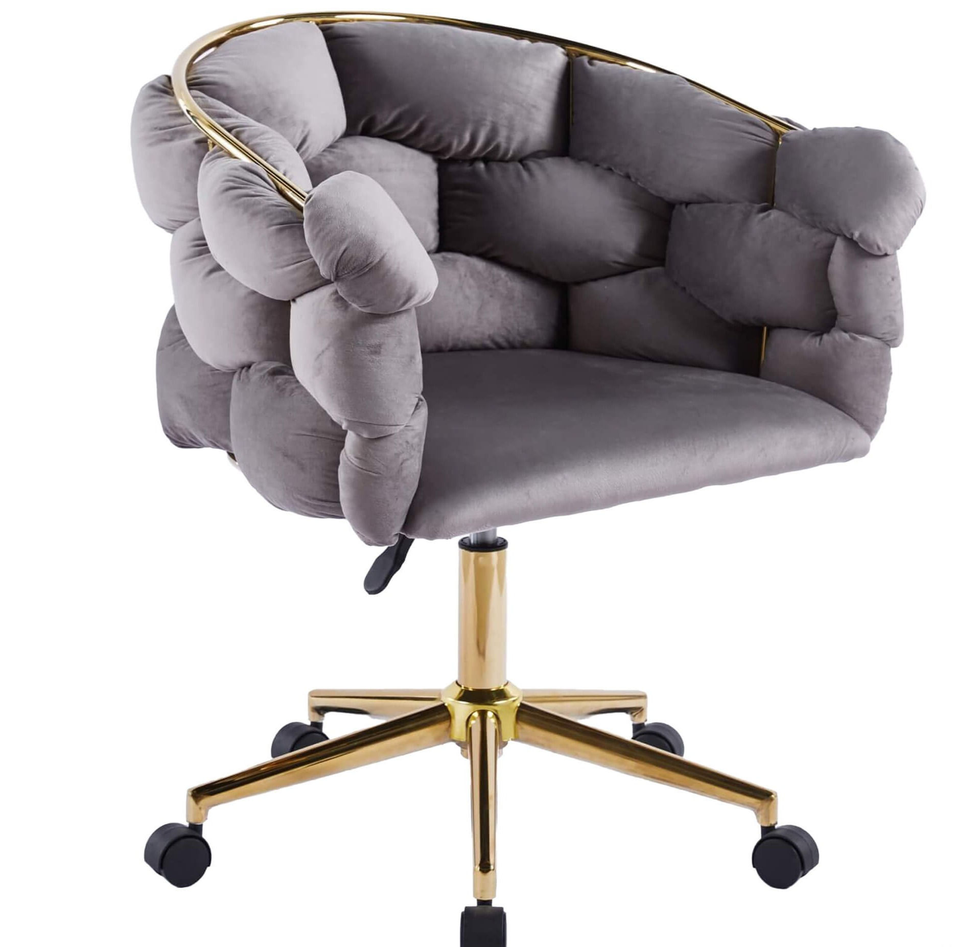 Puffy glamour chair grey velvet