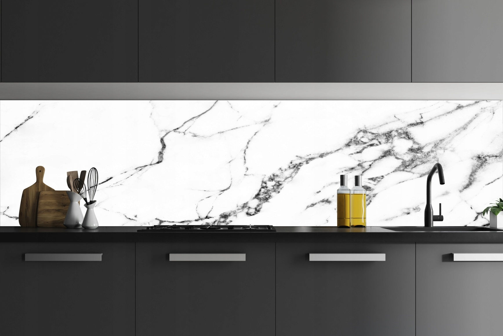 Kitchen backsplash high resistance latex wallpaper 350x60cm white granite
