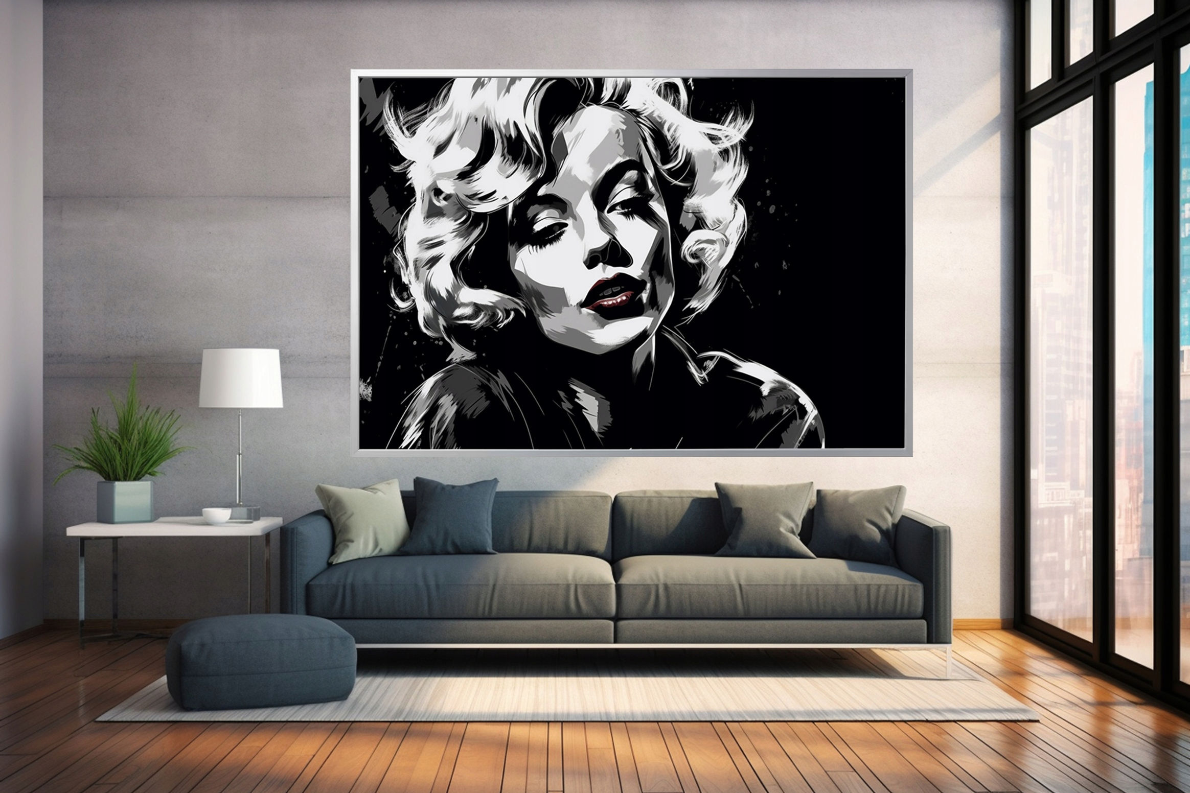 Large canvas print 100x140cm in silver frame