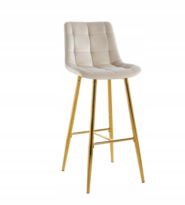 Classy bar stool beige velvet gold legs FREYA
