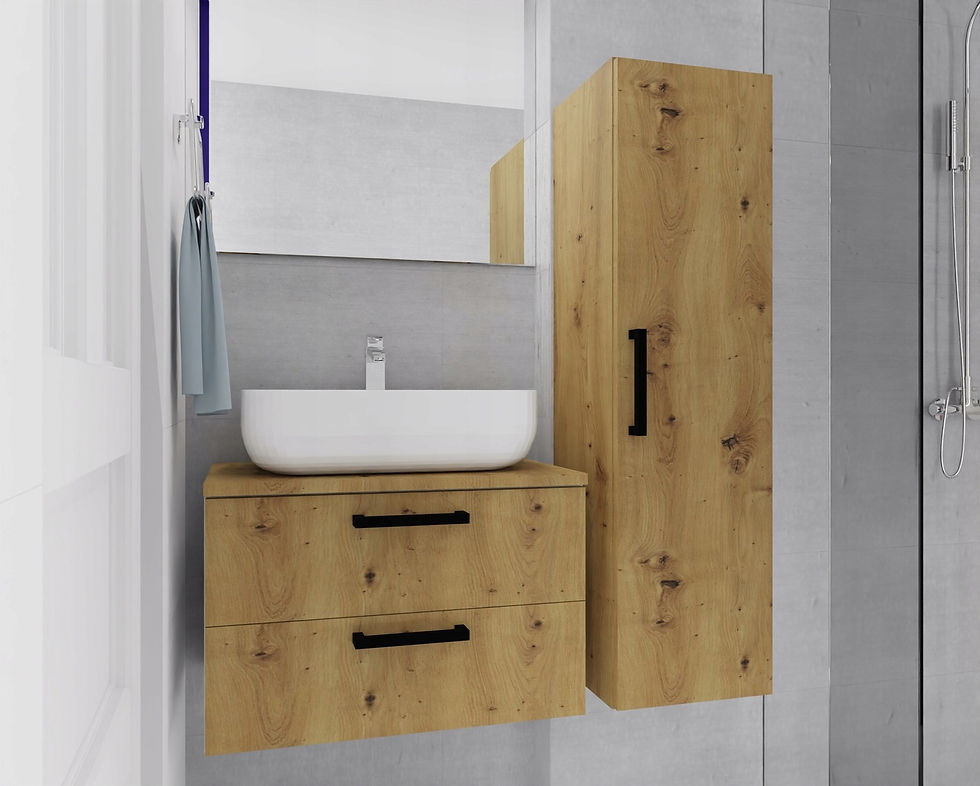 Thumbnail: Bathroom vanity 60cm OAK with 2 drawers with top LUCAS